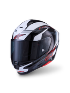 Alpinestars S-R7 A-Core Hjelm, fuldheds-motorcykelhjelm, sort, hvid og rød, kulstofkompositkonstruktion, ECE-certificeret