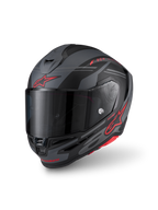 Alpinestars S-R7 A-Core Hjelm ECE 06, full-face motorcykelhjelm, sort, grå og rød, kulstofkompositkonstruktion