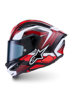 Alpinestars S-R7 Kinetis hjelm, fuldface motorcykelhjelm til landevejsracing, sort, rød og hvid med blank finish, ECE 22.06-certificeret kulstofkonstruktion