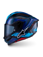 Alpinestars S-R7 Kinetis hjelm, fuldhjelm til motorcykel road racing, sort, blå, lyserød og hvid, kulstofkompositkonstruktion, ECE-godkendt