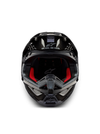 Alpinestars Supertech M10 Solid Hjelm ECE 22.06, sort blank kulfiber-motocrosshjelm set forfra med rød indvendig polstring og ventilationsåbninger