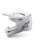 Alpinestars Supertech M10 Solid Hjelm ECE 22.06, hvid blank motocrosshjelm i sideprofil med sort logo og flere ventilationsporte