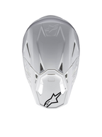 Alpinestars Supertech M10 Solid Hjelm ECE 22.06, hvid blank motocrosshjelm set bagfra med ventilationsporte og sorte Alpinestars-logoer, skal i kulfiber- og aramidkomposit