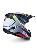 Alpinestars S-M7 Blaster Helmet ECE06, black and gray motocross racing helmet with fluorescent yellow accents.