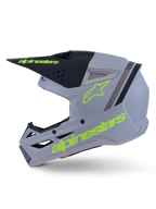 Alpinestars S-M3 Radium hjelm, motocrosshjelm, grøn, sort og neongul mat, termo-injiceret skal med integreret visir og ventilationsporte med høj gennemstrømning, designet til MX- og enduro-kørsel
