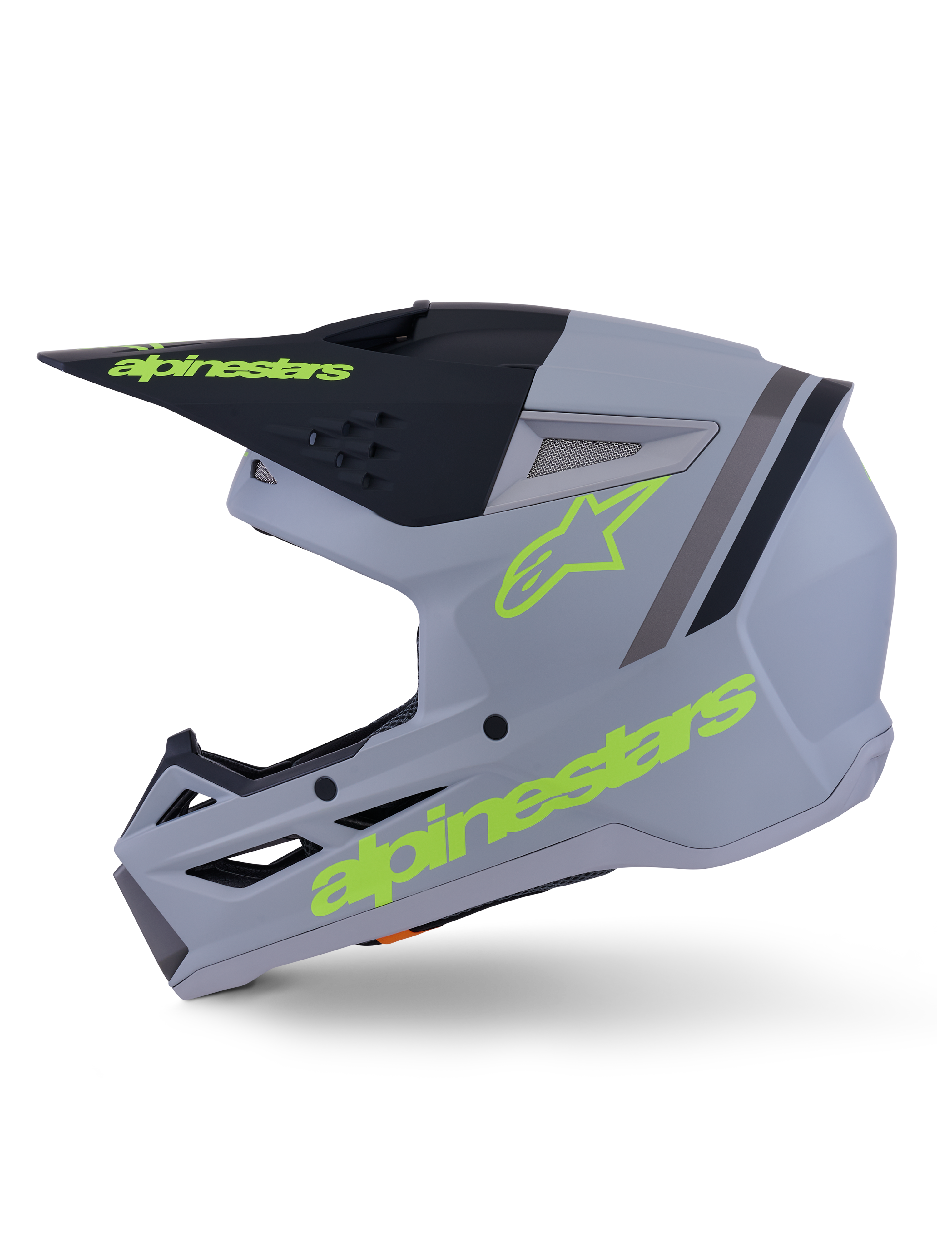 Alpinestars S-M3 Radium hjelm, motocrosshjelm, grøn, sort og neongul mat, termo-injiceret skal med integreret visir og ventilationsporte med høj gennemstrømning, designet til MX- og enduro-kørsel