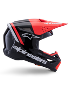 Alpinestars S-M3 Radium hjelm, motocross-hjelm, sort, fluo-rød og blank hvid, med et aerodynamisk design, kantet visir, ventilationsåbninger og blank finish, førsteklasses beskyttelse til motorsport
