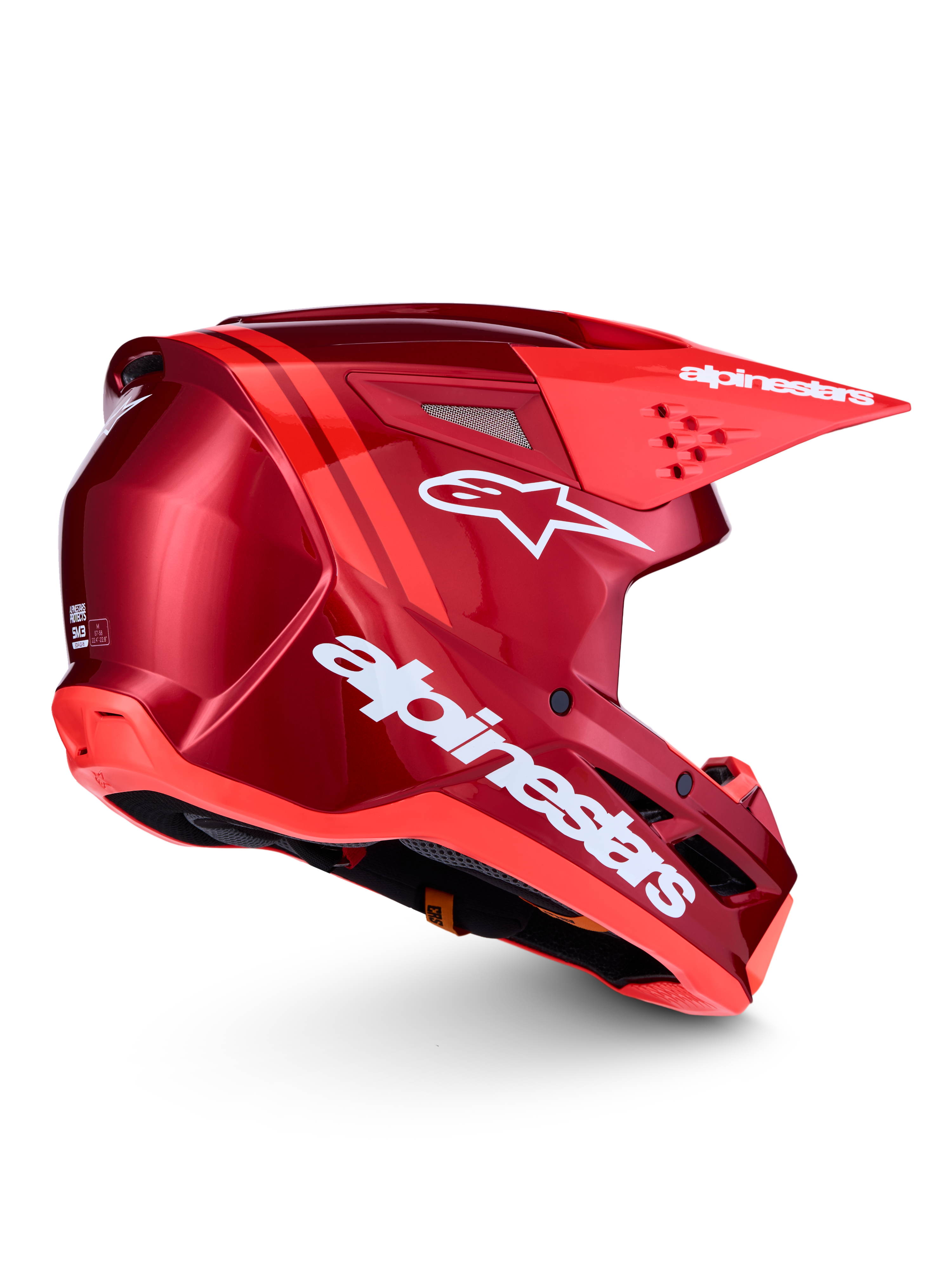 Alpinestars SM3 Radium Helmet ECE06, Red and White Motocross Helmet, ECE 22.06 certified, thermo-injected shell.