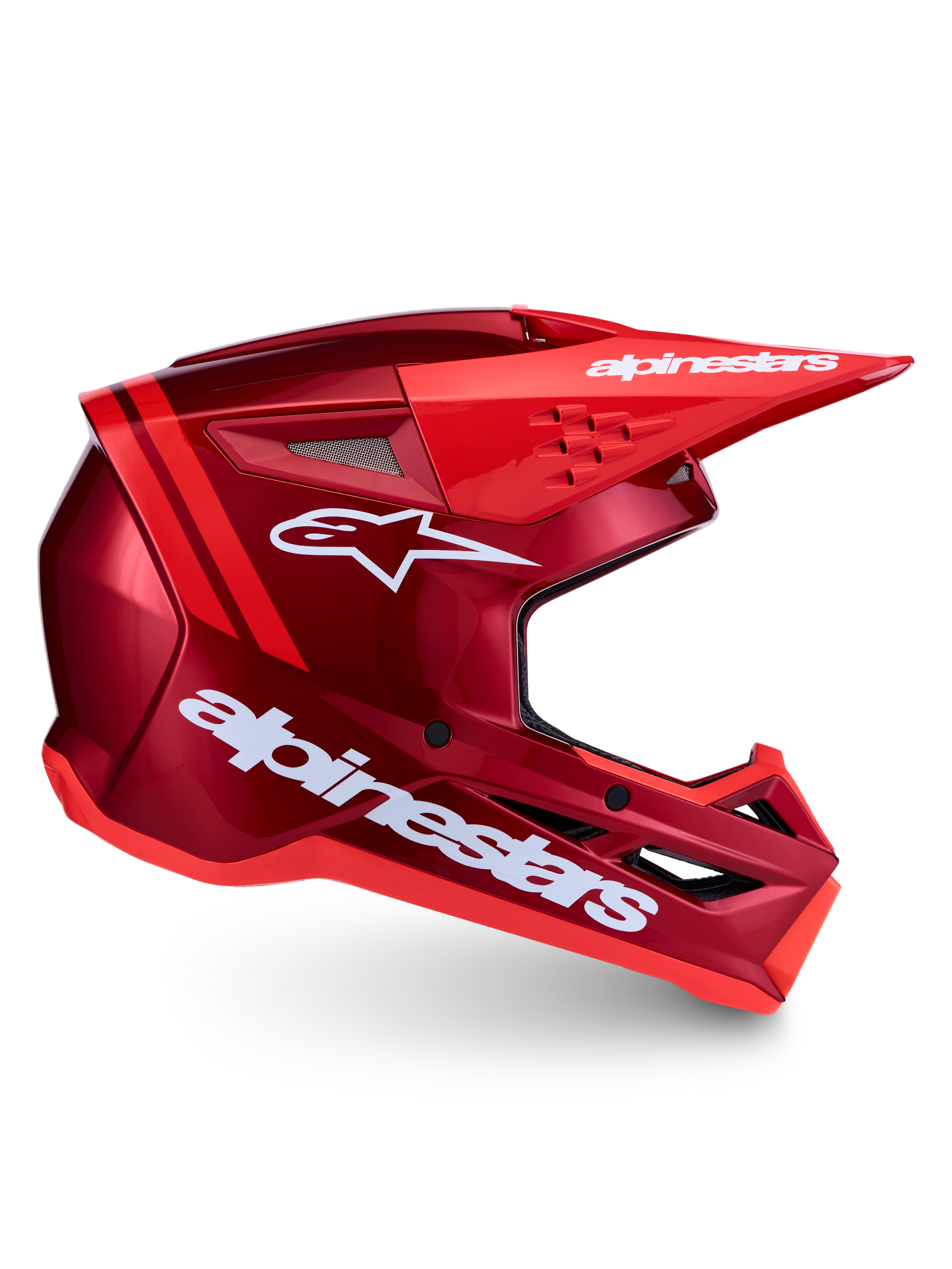 Alpinestars SM3 Radium Helmet ECE06, red and white motocross helmet with advanced ventilation and impact protection