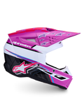 Alpinestars SM3 Falcon hjelm ECE06, lilla, hvid og sort motocrosshjelm med pink-fluo accenter, CE-certificeret, til off-road.