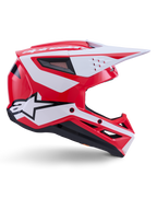 Alpinestars S-M3 Heat hjelm, blank rød, hvid og sort motocrosshjelm med ECE 22.06-certificeret off-road beskyttelse.