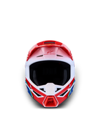 Alpinestars SM3 Youth Falcon Helmet, red and white off-road helmet with ECE 2206 certification for motocross racing.