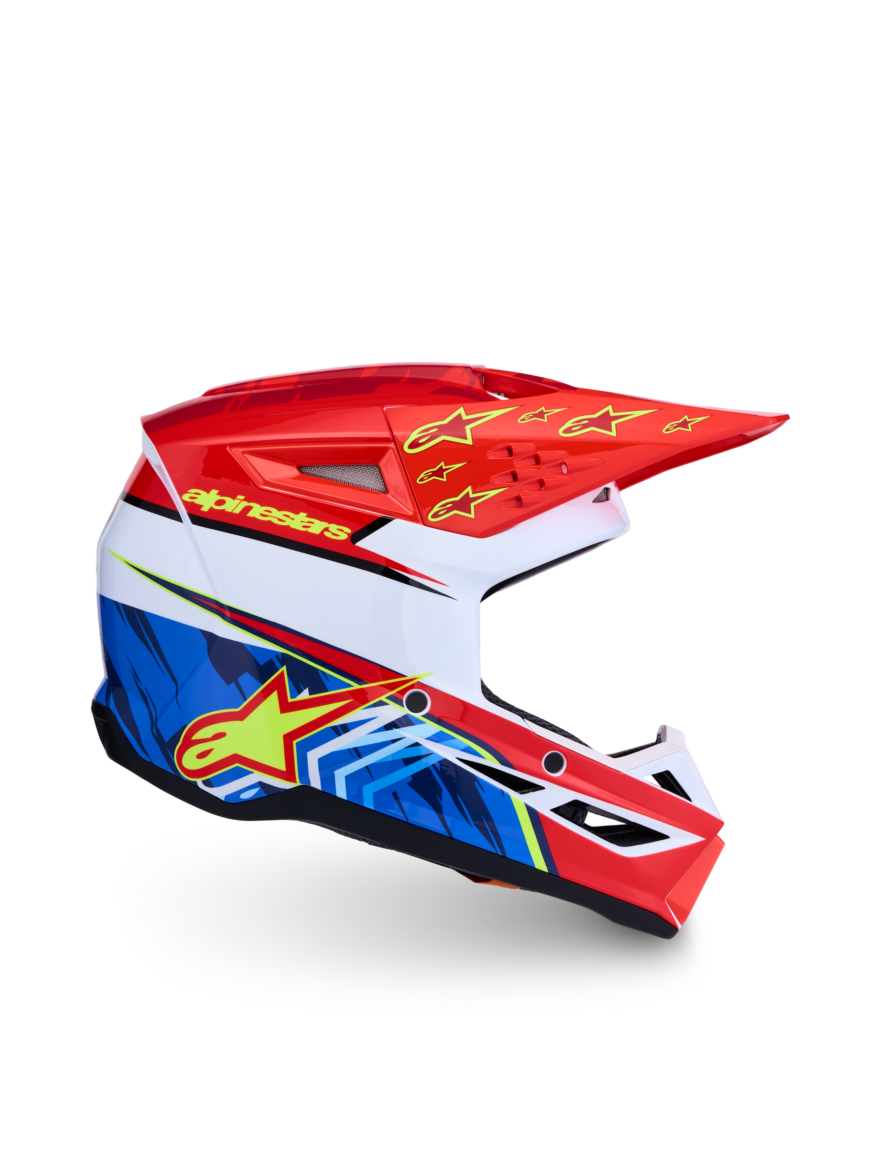 Alpinestars SM3 Youth Falcon Helmet ECE06, Youth Motocross Helmet, Red and Blue, ECE 2206 certified, lightweight shell.