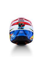 Alpinestars SM3 Falcon Youth Helmet, Red White and Blue motocross helmet, ECE 2206 certified with rear boxing falcon graphic.