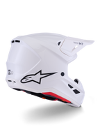 Alpinestars S-M7 Solid Helmet ECE 22.06, Motocross Helmet, White Glossy, full-face off-road design, streamlined aerodynamic shell with multiple ventilation ports, black visor, high-performance protection for motocross and off-road racing