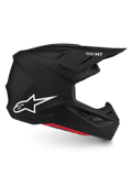 Alpinestars S-M7 Solid Helmet ECE06, Matte Black motocross helmet, streamlined composite shell, white Astar logo, ECE 22.06.