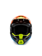 Alpinestars S-M3 Youth Fray hjelm, set forfra, sort motocrosshjelm med orange, fluoriserende gul og blå grafik, designet til off-road racing til unge