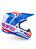 Alpinestars S-M7 Core hjelm ECE06, motocrosshjelm, hvid, blå og pink, blank finish, ECE 22.06 certificeret