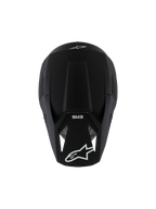 Alpinestars S-M3 Youth Solid Helmet ECE 22.06, Motocross Helmet, Black Matt, top-down view showing white logos and SM3 branding, sleek aerodynamic design for off-road racing