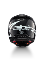 Alpinestars S-M5 Corp hjelm, motocrosshjelm i mørk grå blank, set bagfra med hvidt logo, ECE 22.06-certificeret.