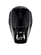 Alpinestars S-M5 Corp motocrosshjelm, mørk grå blank, ECE 22.06-certificeret, set fra oven med fokus på ventilation.