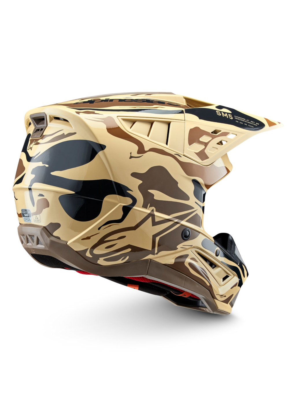Alpinestars S-M5 Mineral hjelm, motocrosshjelm i mørkebrun mat camouflage, ECE 22.06-certificeret.