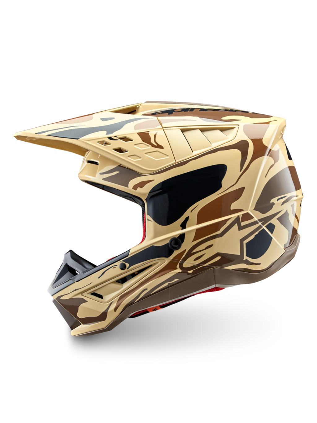 Alpinestars S-M5 Mineral motocrosshjelm, mørkebrun camouflage, mat finish, ECE 22.06-certificeret, off-road-beskyttelse