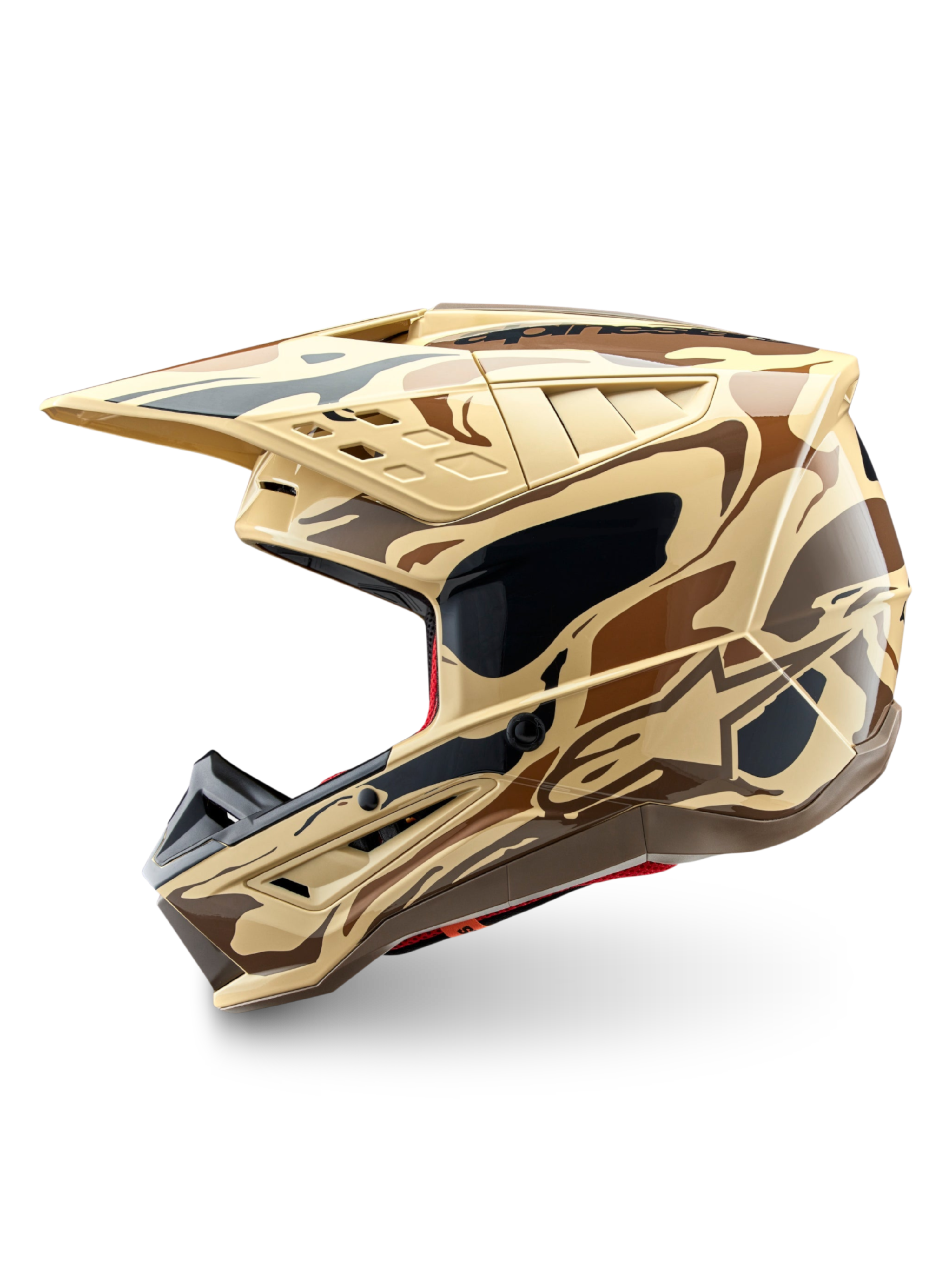 Alpinestars S-M5 Mineral motocrosshjelm, mørkebrun camouflage, mat finish, ECE 22.06-certificeret, off-road-beskyttelse