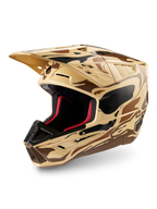 Alpinestars S-M5 Mineral motocrosshjelm i mørkebrun kænguru mat camo, ECE 22.06-certificeret off-road beskyttelse.