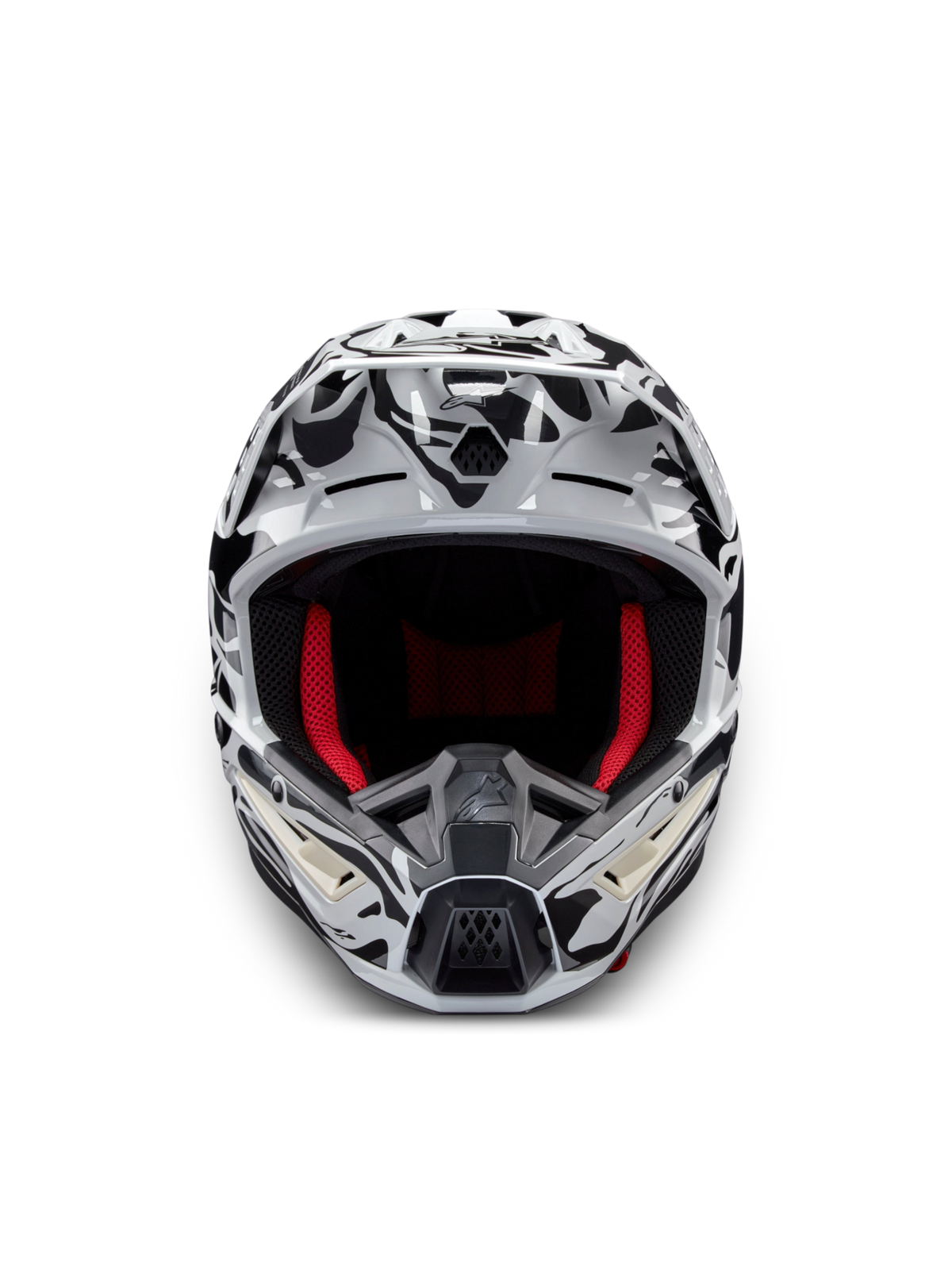 Alpinestars S-M5 Mineral hjelm, motocrosshjelm i kølig grå og sort, ECE 22.06 certificeret med rødt indvendigt for
