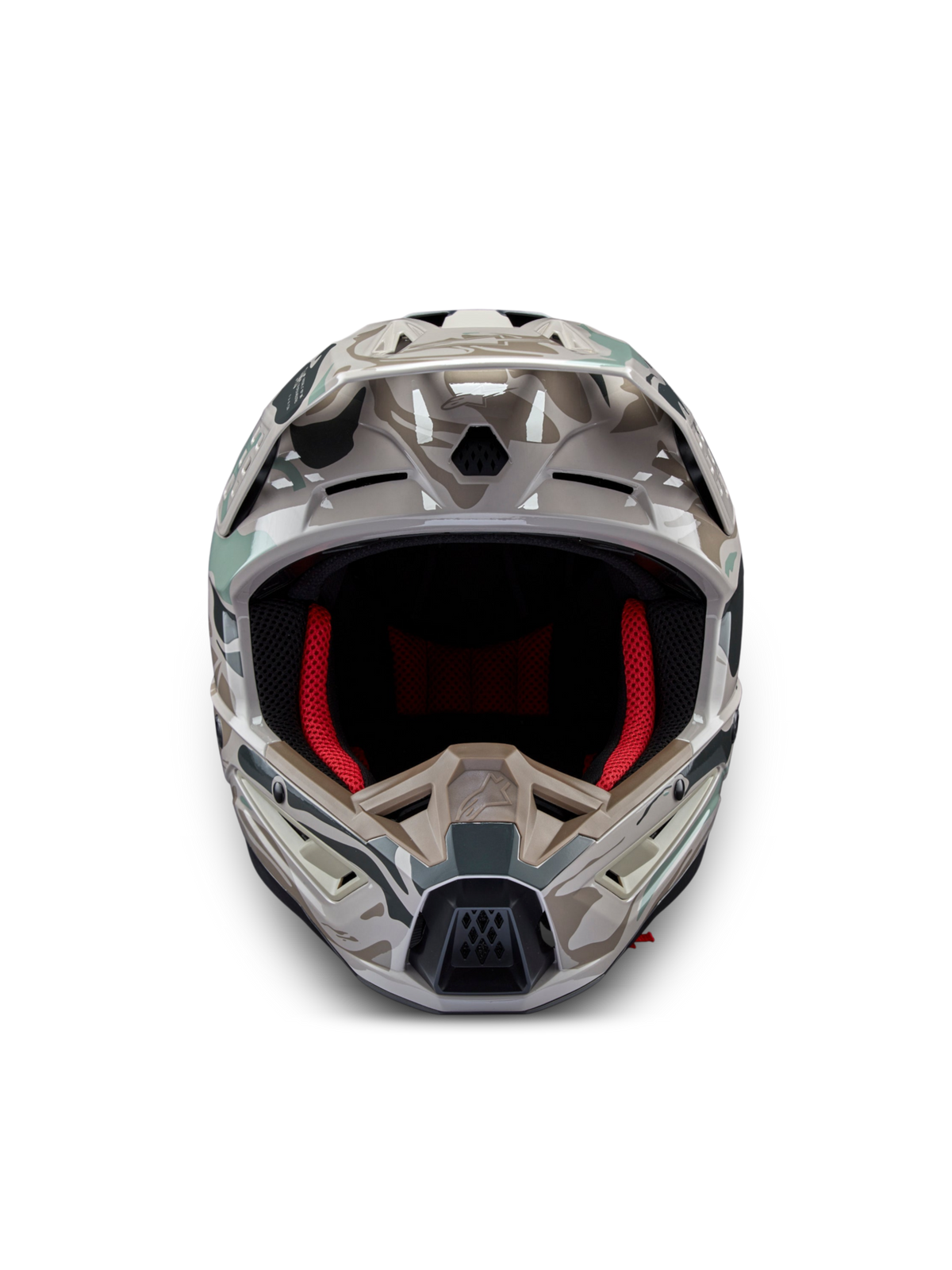 Alpinestars S-M5 Mineral motocrosshjelm, blank varm grå og celadon grøn, ECE 22.06 certificeret beskyttelse.