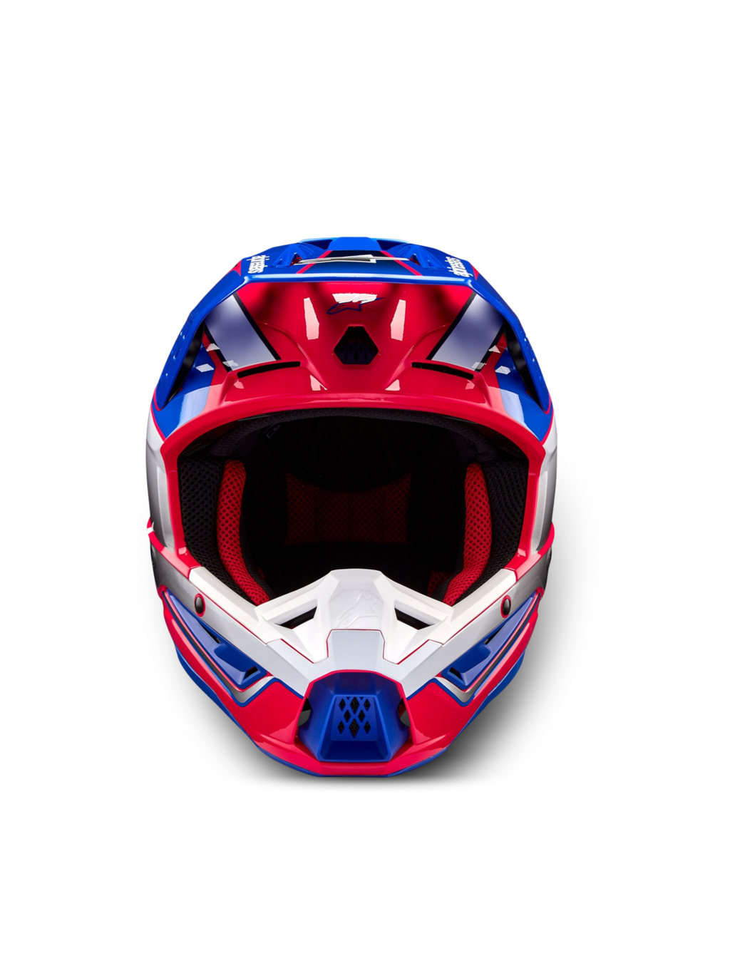 Alpinestars S-M5 Sail hjelm, hvid, pink og blå motocrosshjelm til off-road, ECE 22.06-certificeret.