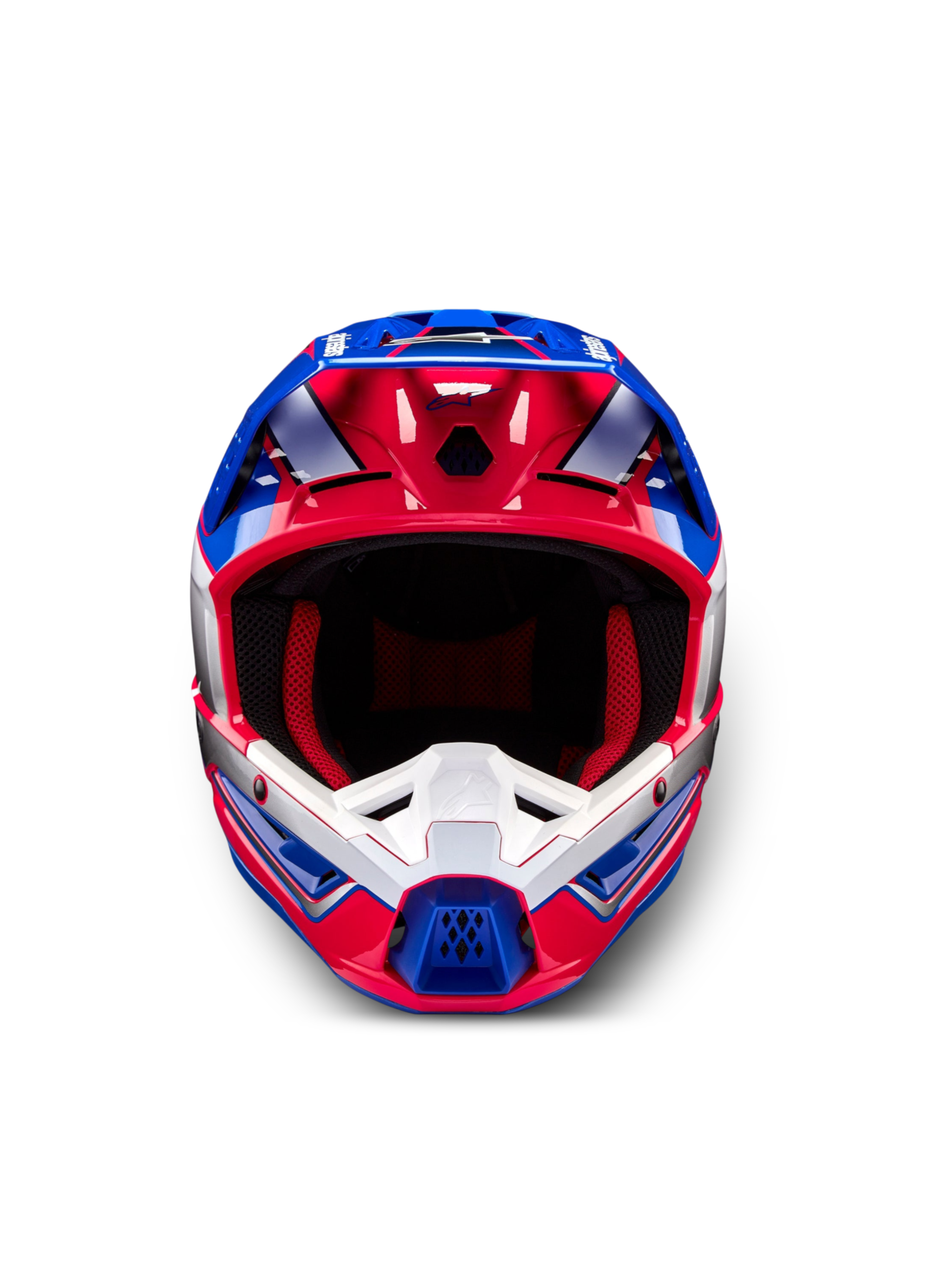 Alpinestars S-M5 Sail hjelm, hvid, pink og blå motocrosshjelm til off-road, ECE 22.06-certificeret.