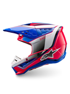 Alpinestars S-M5 Sail hjelm, off-road motocrosshjelm i blå, pink og hvid, ECE 22.06-certificeret med ventilation.