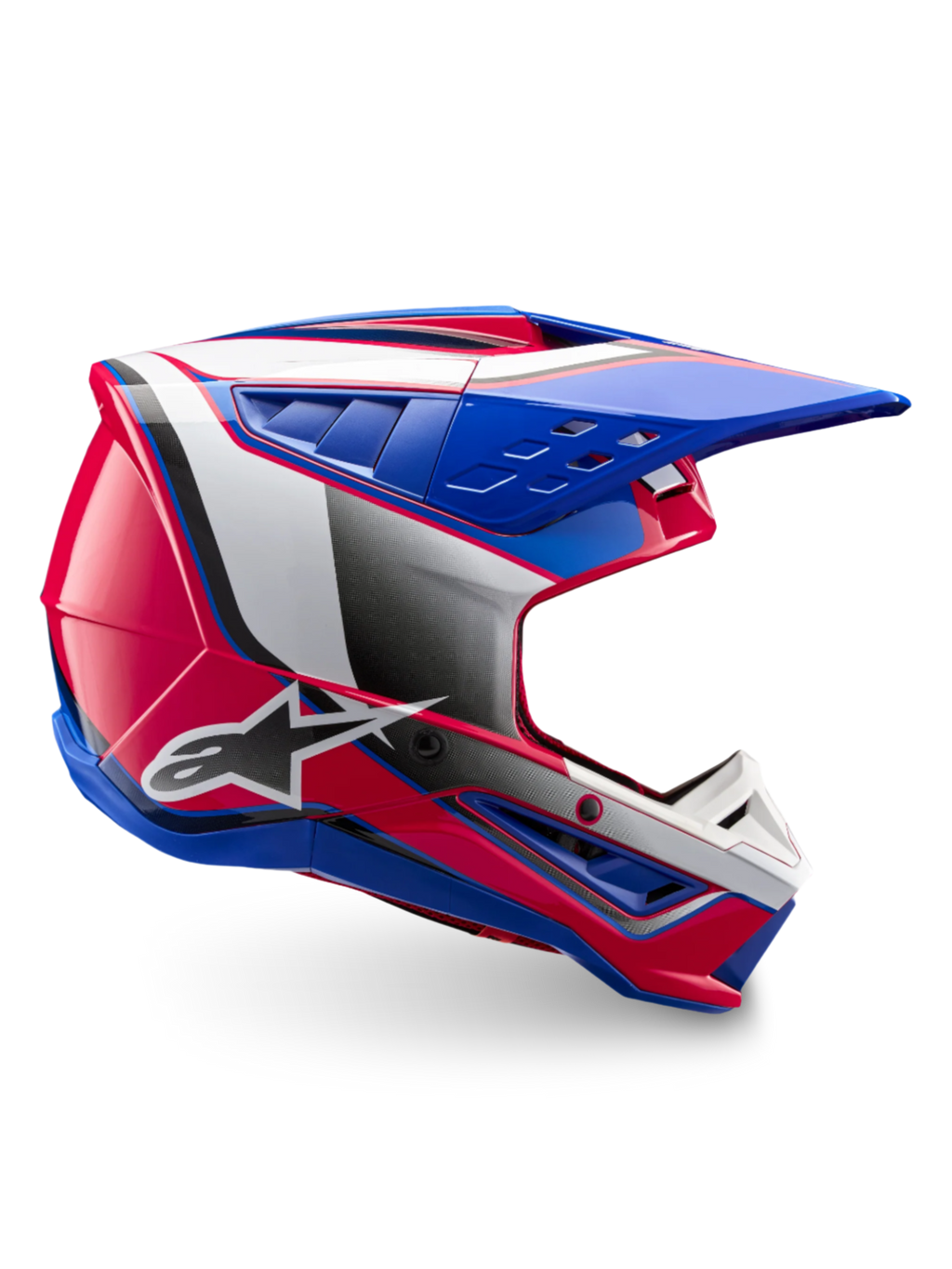 Alpinestars S-M5 Sail hjelm, ECE 22.06-certificeret motocrosshjelm i hvid, pink og blå med blank finish, letvægts beskyttelse til off-road og MX-kørsel