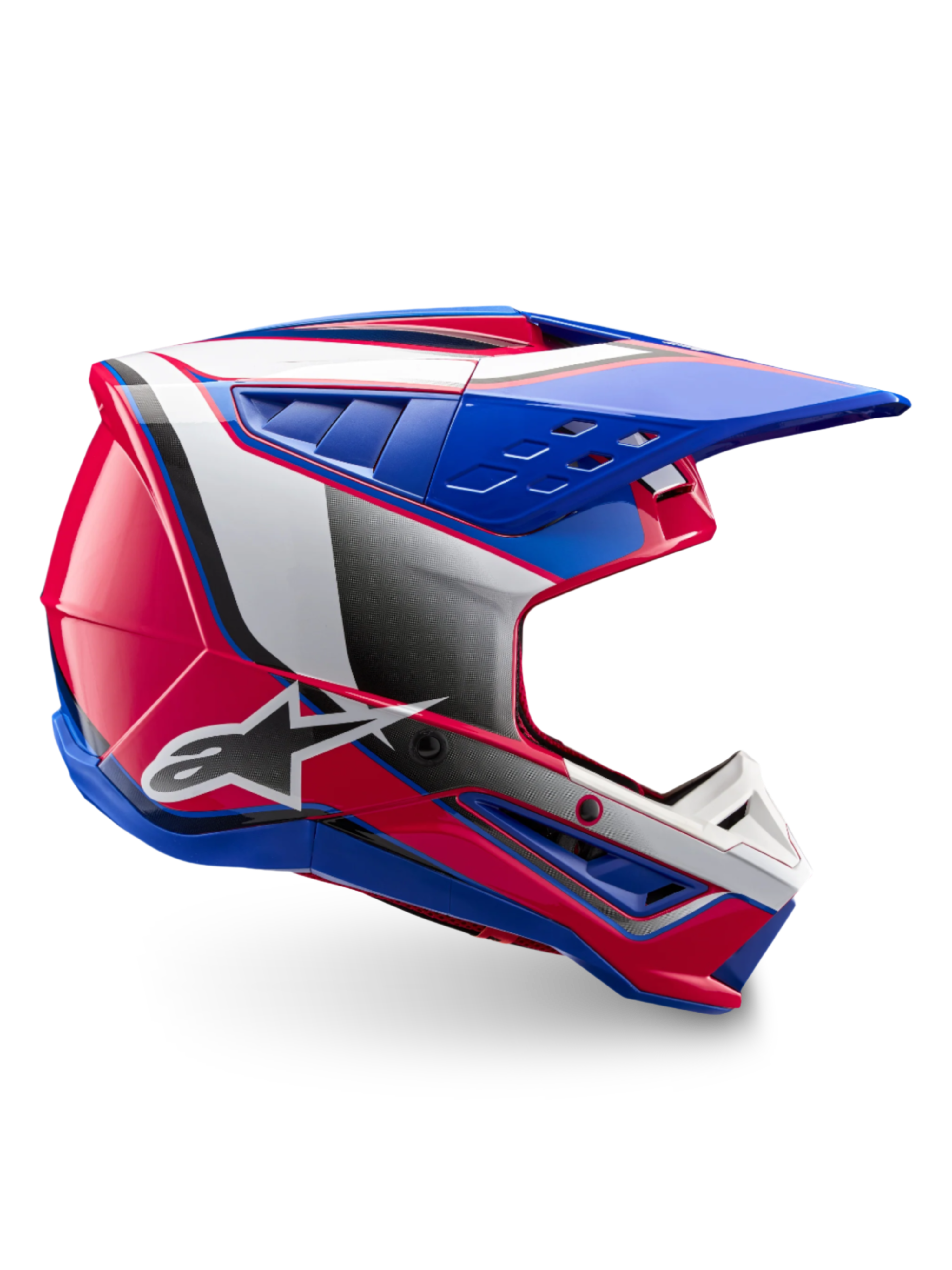 Alpinestars S-M5 Sail hjelm, ECE 22.06-certificeret motocrosshjelm i hvid, pink og blå med blank finish, letvægts beskyttelse til off-road og MX-kørsel