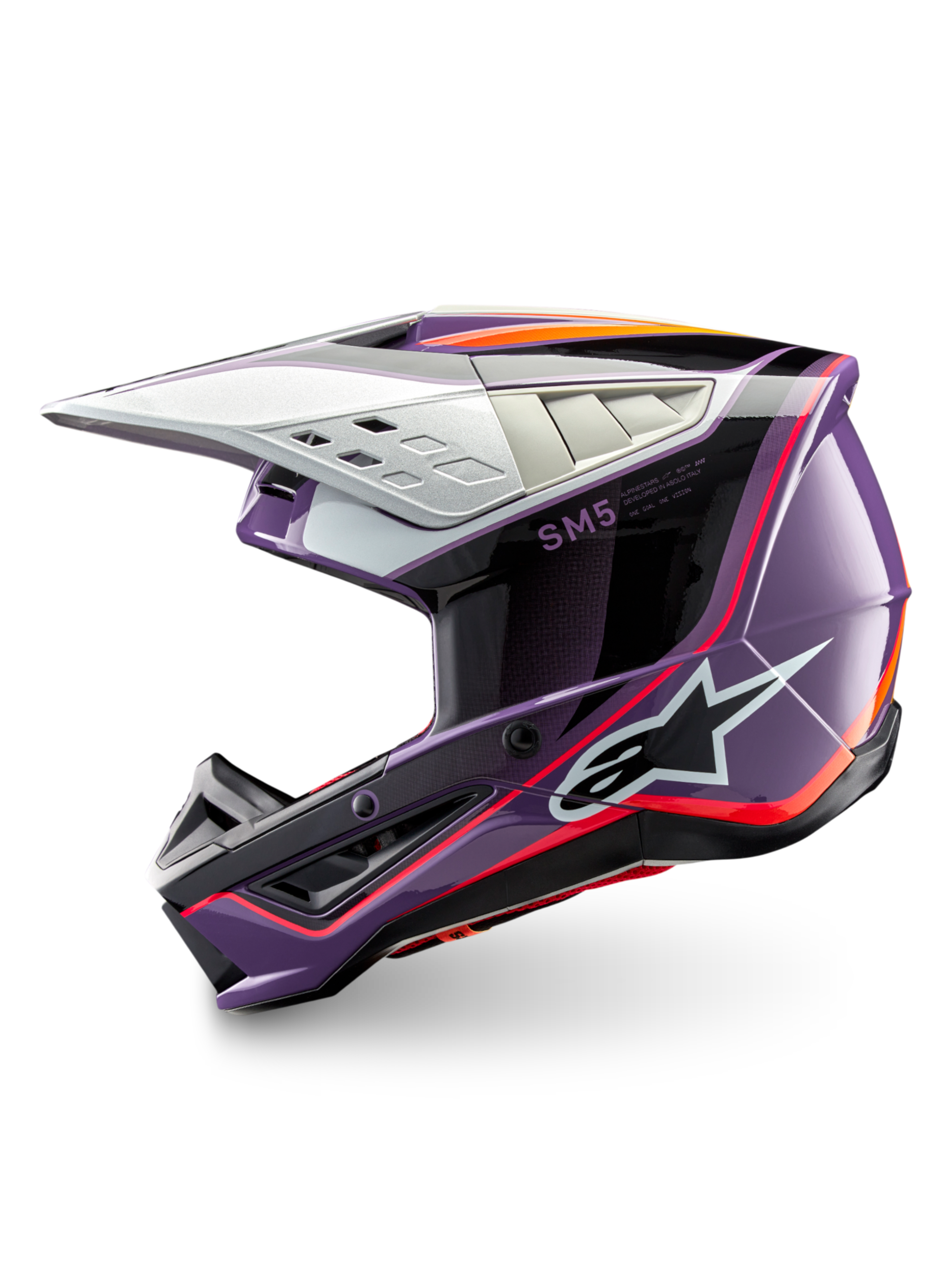 Alpinestars S-M5 Sail Helmet, Motocross Racing, Violet and Black, ECE 22.06 Certified, impact-resistant thermoplastic.