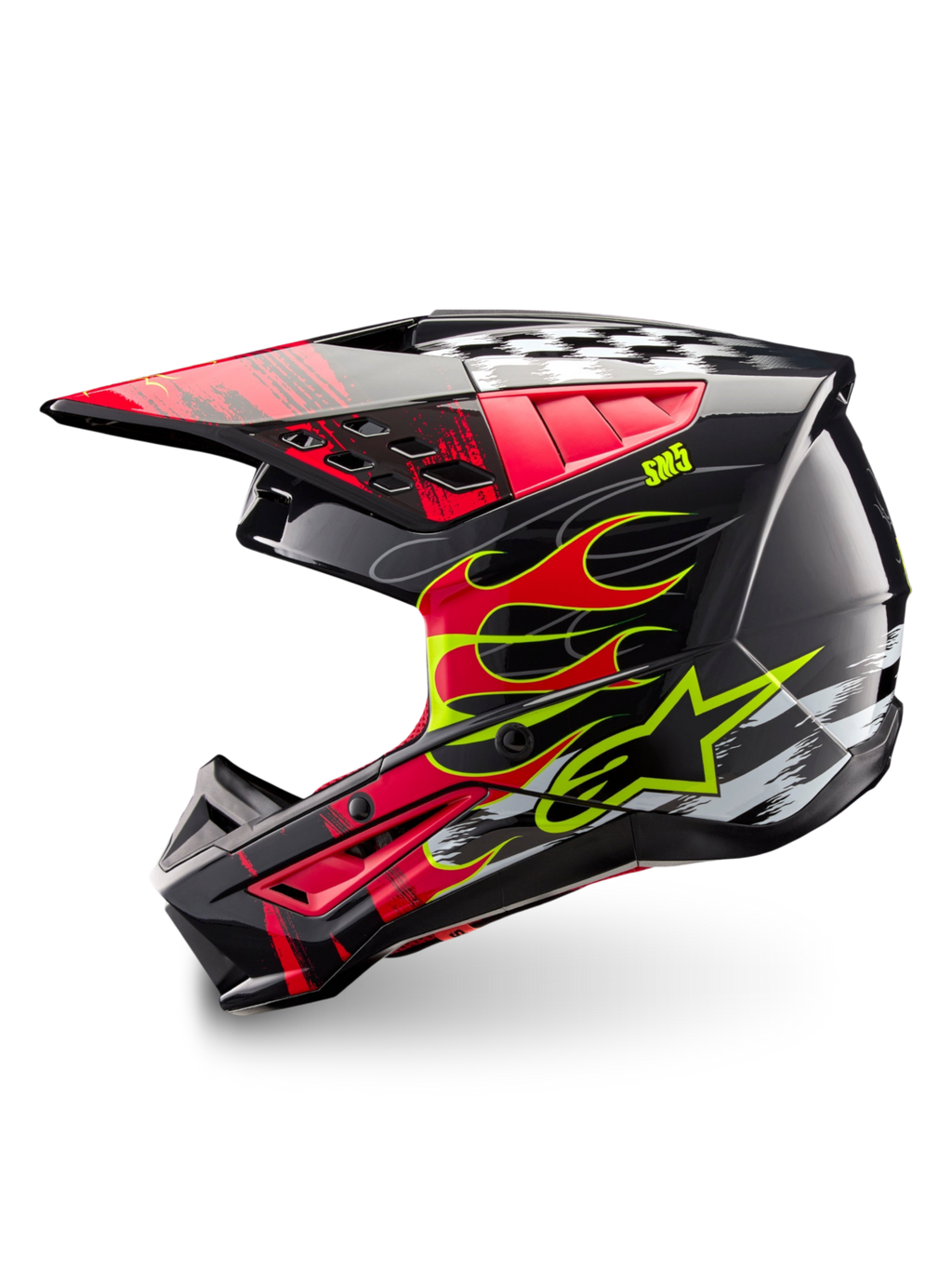 Alpinestars S-M5 Rash hjelm, mørkegrå og lys rød motocrosshjelm, ECE 22.06-certificeret, letvægts termoplastskal