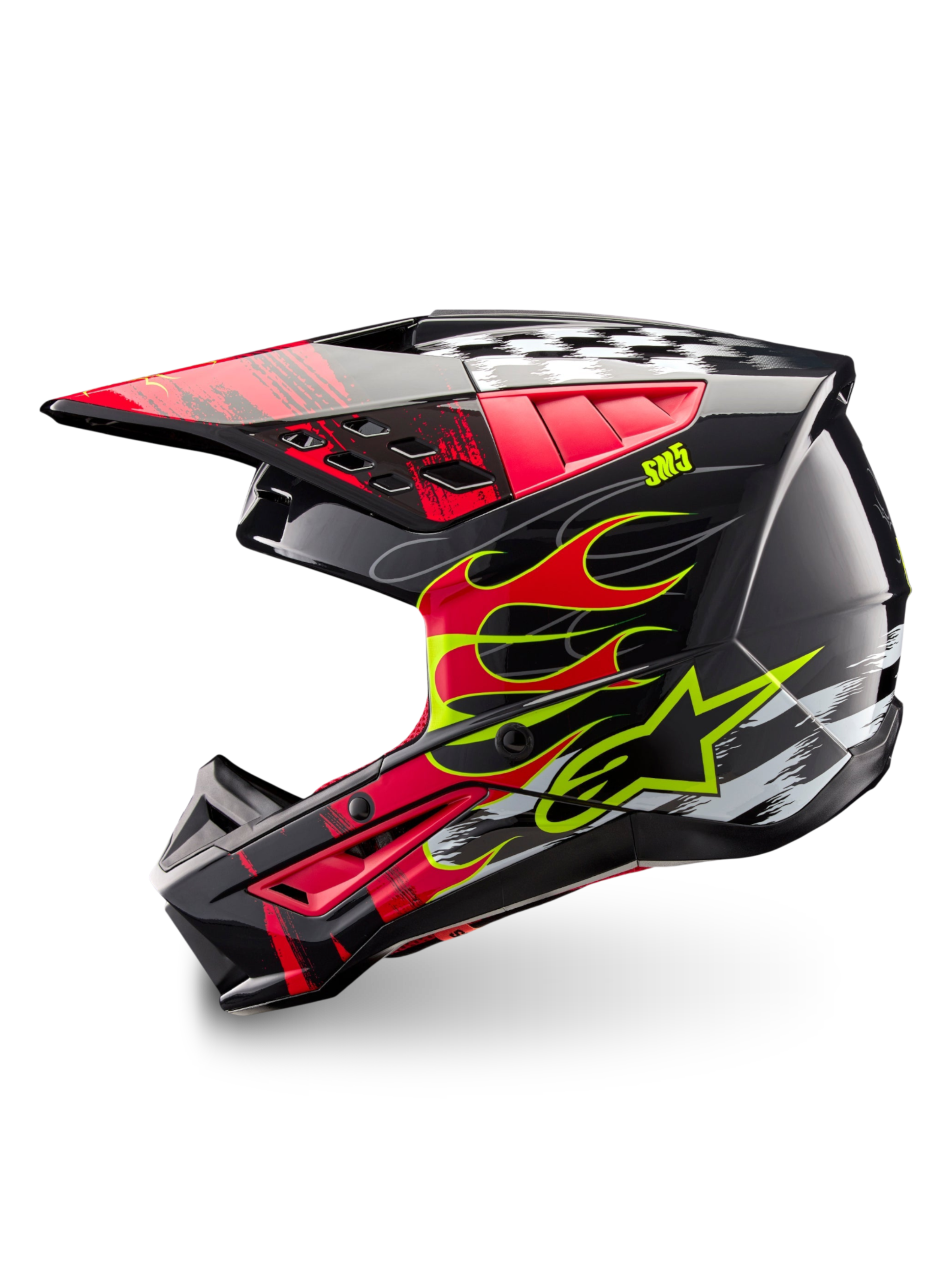 Alpinestars S-M5 Rash hjelm, mørkegrå og lys rød motocrosshjelm, ECE 22.06-certificeret, letvægts termoplastskal