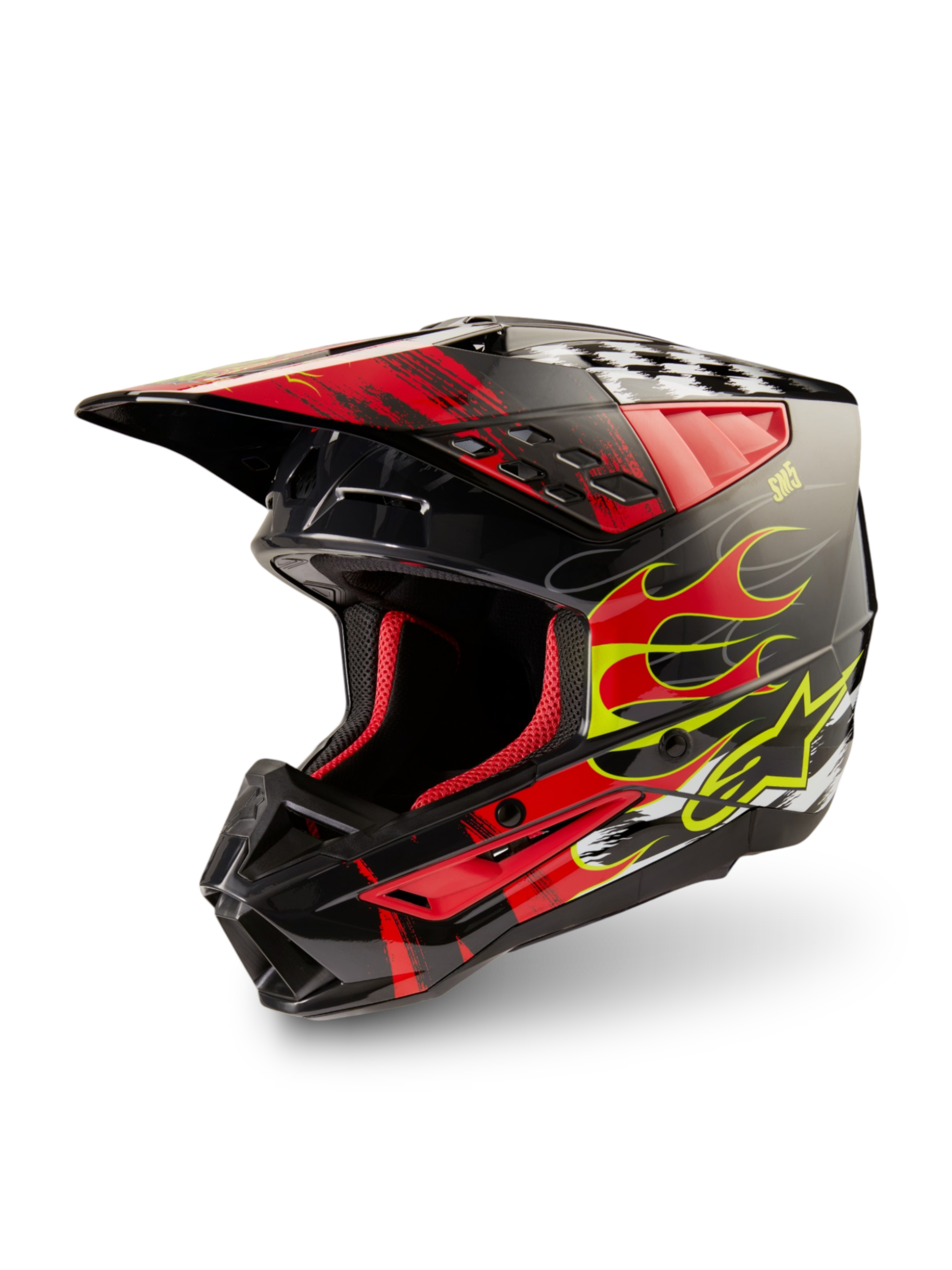 Alpinestars S-M5 Rash hjelm, ECE 22.06 motocrosshjelm, mørkgrå og lys rød blank, letvægts off-road beskyttelse.