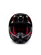 Alpinestars Honda S-M5 hjelm ECE, motocross-hjelm, blank sort og rød, set forfra med en blank sort finish og rød grafik, rød indvendig polstring, kantet design med flere luftindtag, højtydende beskyttelse til motocross