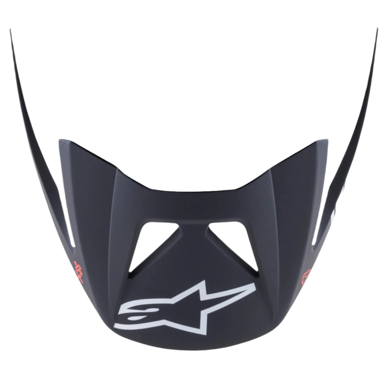 Alpinestars Visir Vector Tech A1, reservedelsvisir til cykelhjelm, sort og lys grå mat, med hvidt A-star logo på forsiden, holdbar plastkonstruktion til MTB trail- og enduro-brug