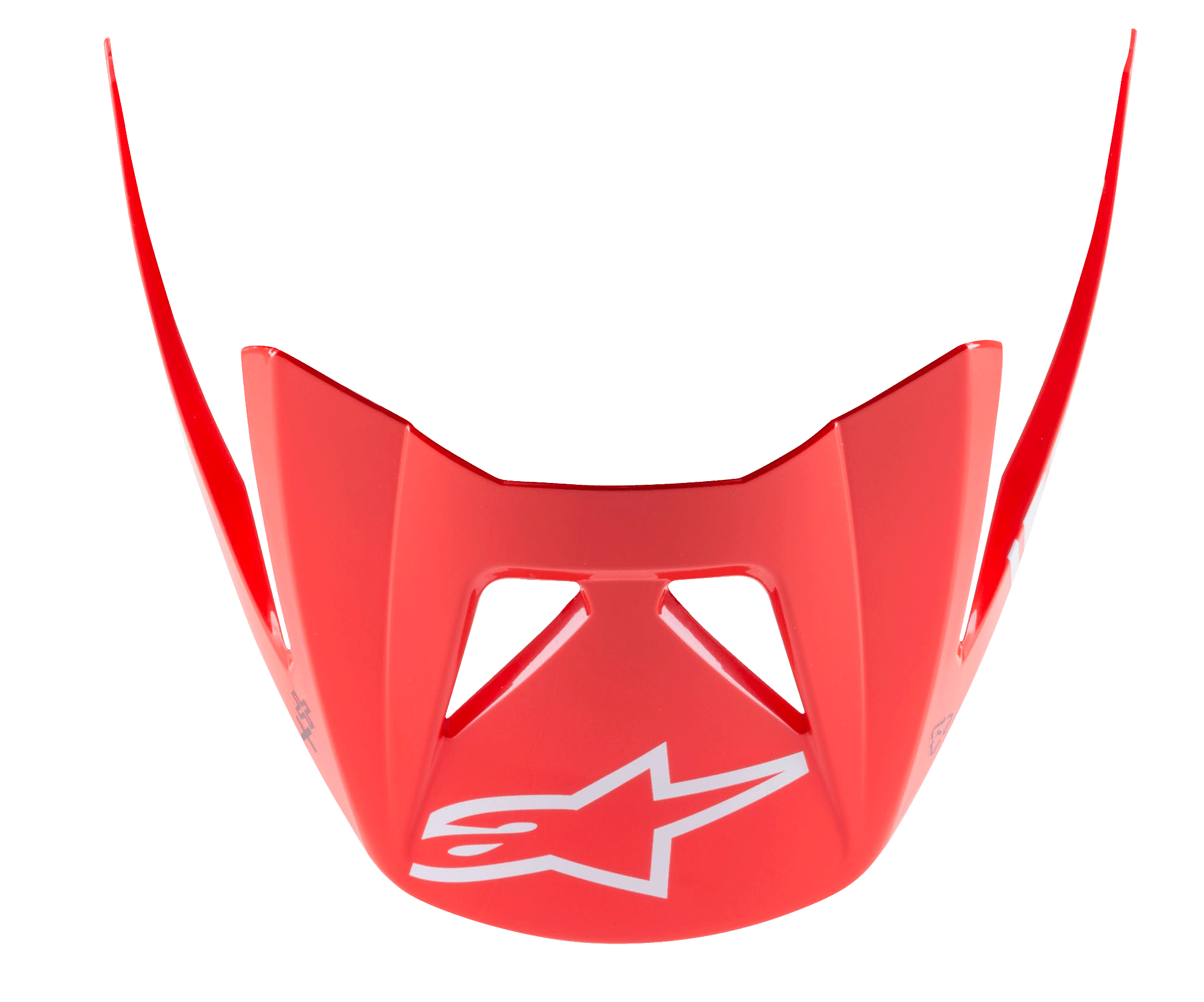 Alpinestars Visor Vector Tech A2, MTB-hjelmvisir, klar rød med hvidt stjerne-logo, aerodynamisk design med kantede detaljer, blank finish til mountainbiking