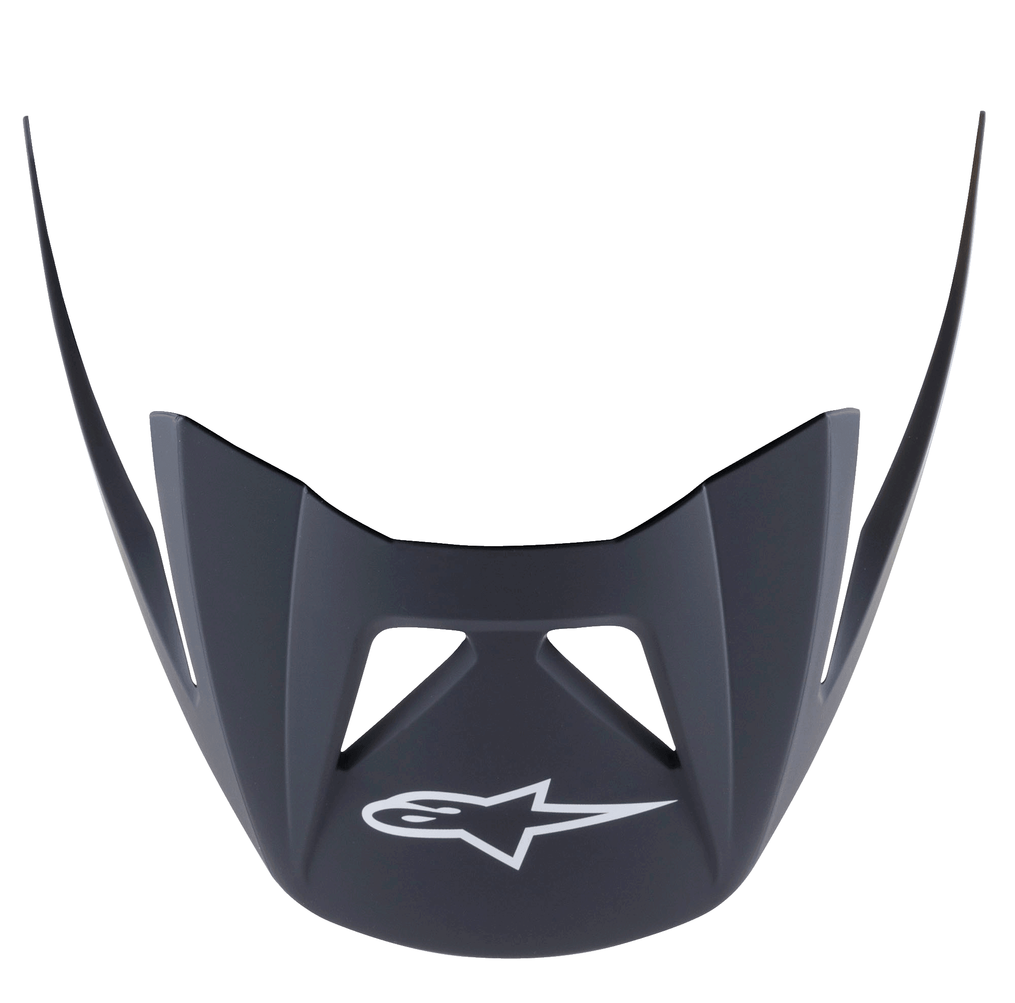 Alpinestars Vector Pro A2 visir, erstatningsvisir til MTB-hjelm, ebony mat sort, med hvidt Astars-logo på fronten, kantet aerodynamisk form med ventilationsudskæringer, mat plastfinish