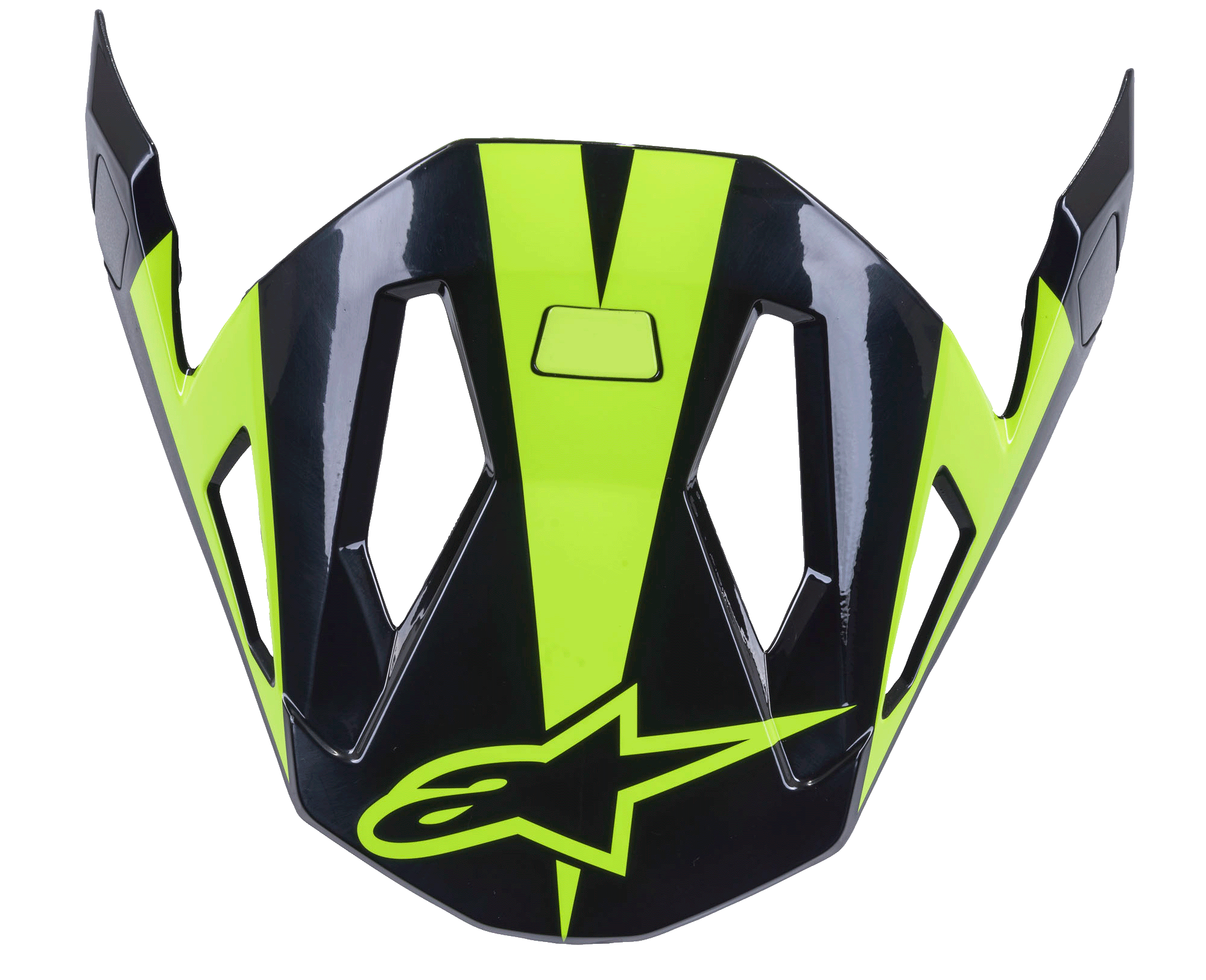 Alpinestars Missile Visor, MTB-hjelmtilbehør, sort og neongul, aerodynamisk design med luftindtag, blank finish med neongult stjernelogo
