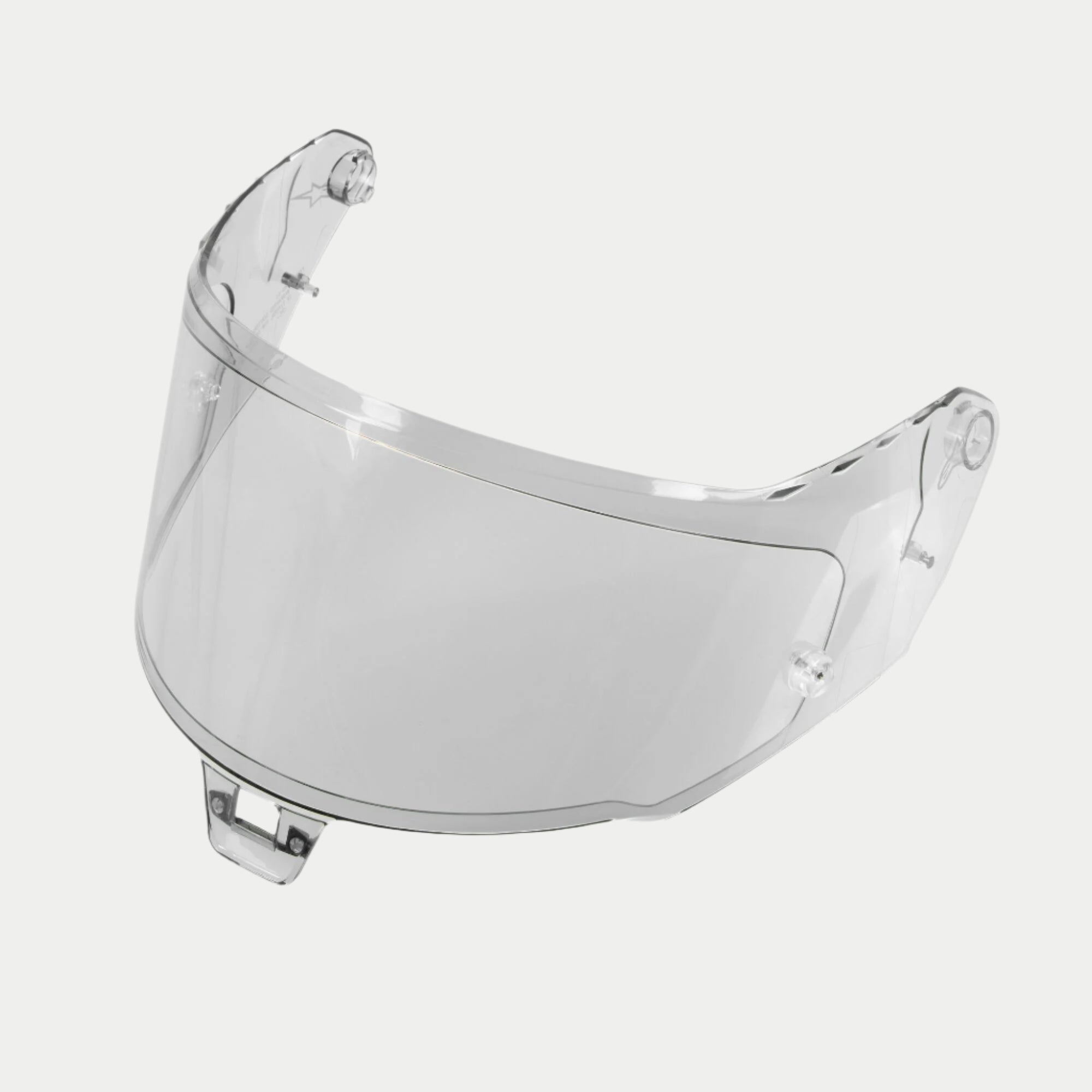 Alpinestars Supertech R10 AFHS-01 visir, reservevisir til hjelm, klart, gennemsigtig plastkonstruktion til S-R10 racerhjelme, buet design med præcise monteringspunkter, officielt motorcykelhjelm-tilbehør