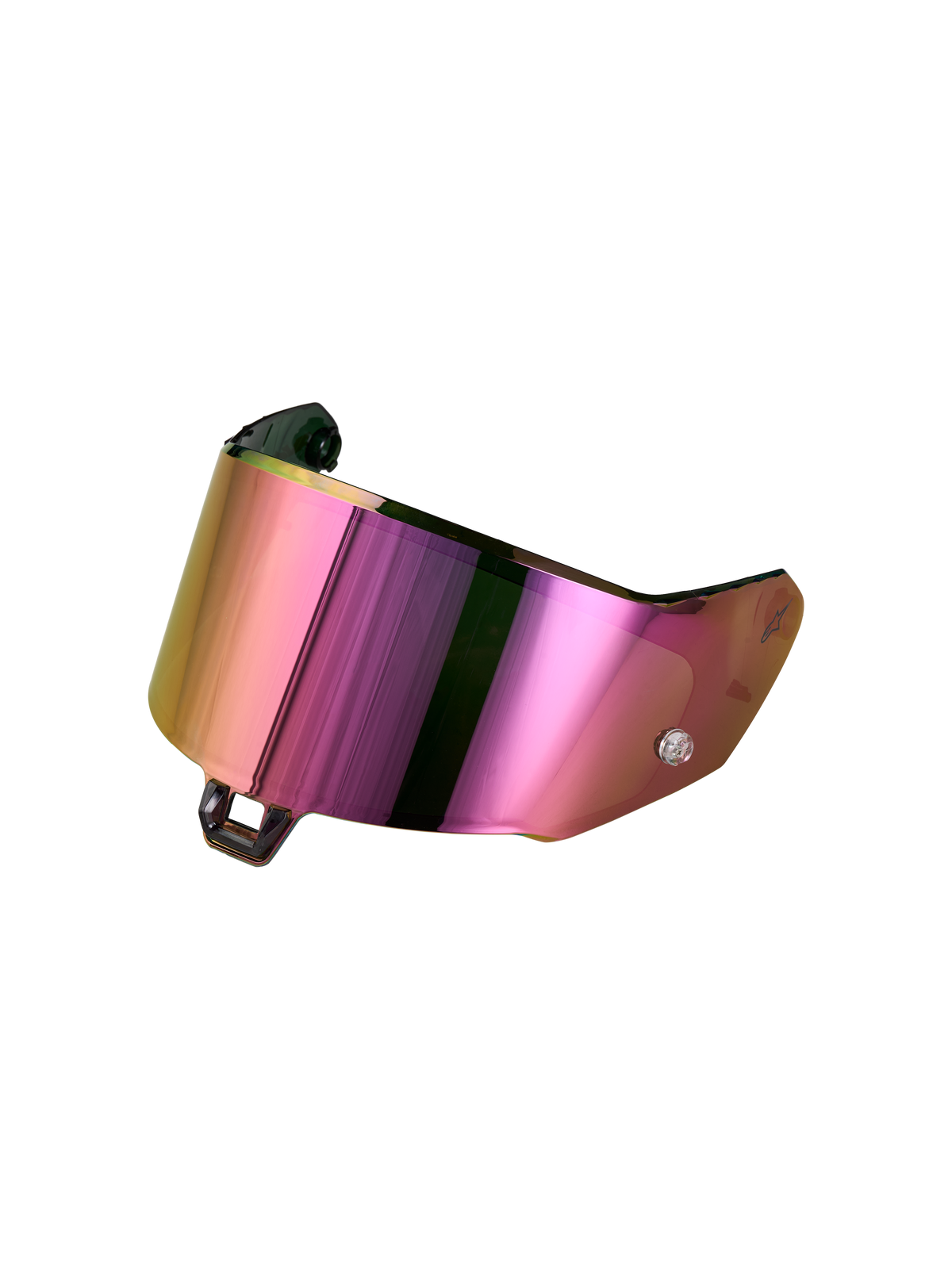 Alpinestars Absolute Vision Shield V2, motorcykelhjelm visir til racing og sportskørsel, regnbuefarvet og lilla spejlfinish, polykarbonatkonstruktion