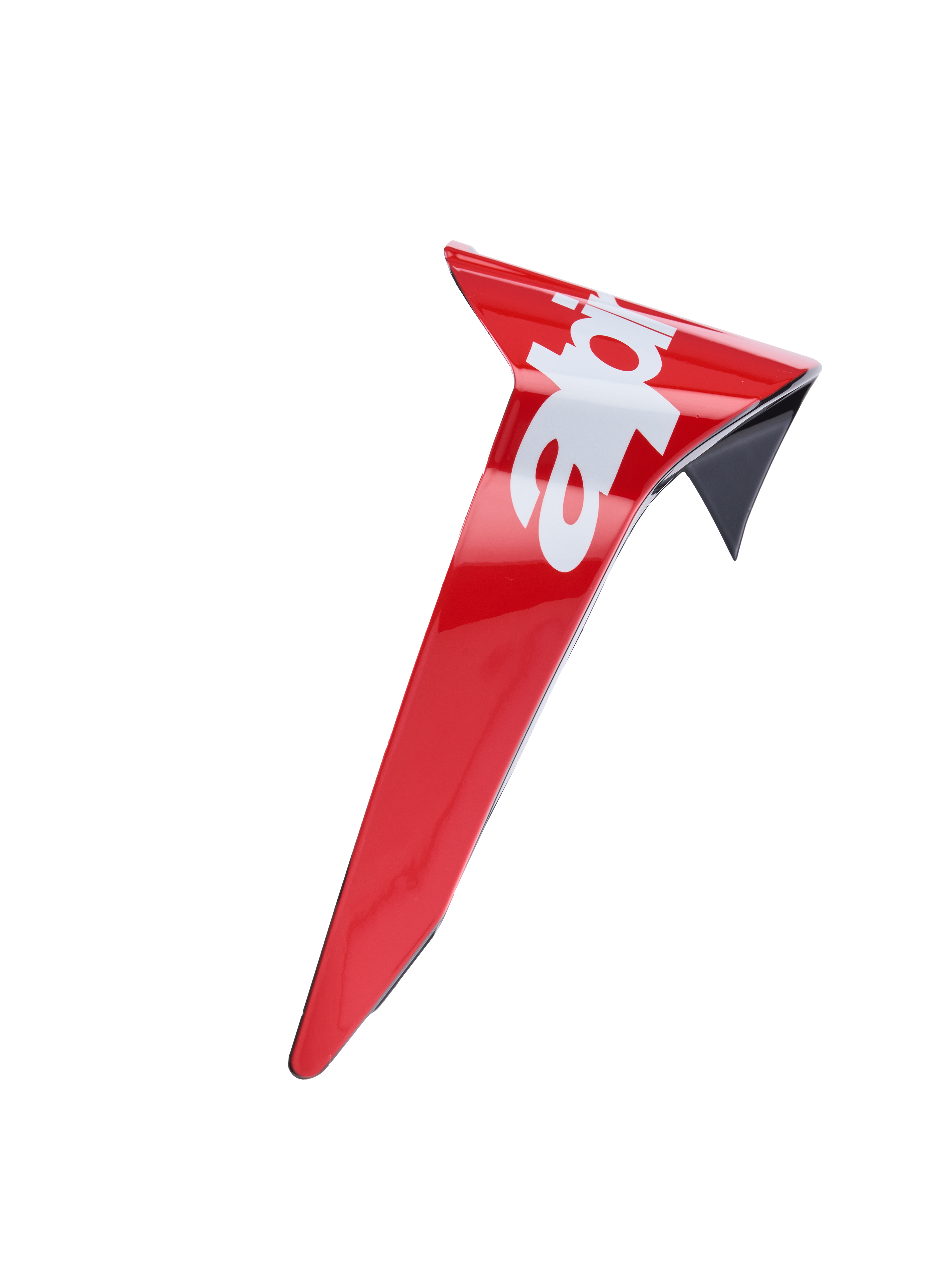 Alpinestars Supertech R10 Arius Standard Spoiler, blank rød og hvid, aerodynamisk hjelmtilbehør, erstatningsspoiler med sort kant og logodetaljer