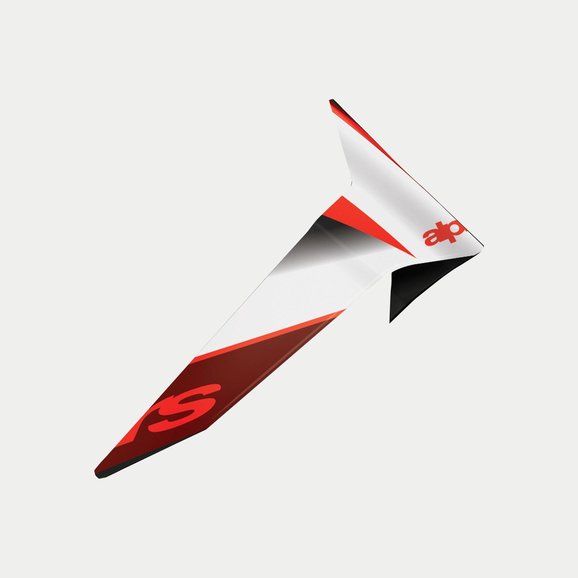 Alpinestars Supertech R10 Team Standard Spoiler, hjelmtilbehør, sort carbon rød og hvid blank, aerodynamisk reservedel med røde logoer og carbon-effekt grafik, blank finish til S-R10 Team-hjelme