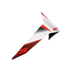 Alpinestars Supertech R10 Team Standard Spoiler, tilbehør til motorcykelhjelm, sort carbon, rød og hvid blank finish, aerodynamisk reservedel med skarpt vinklet design og markant grafisk branding.